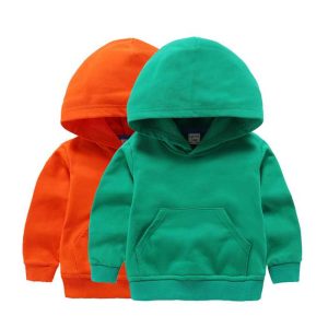Wholesale Boys Girls Solid French Terry Cotton Hoodie Children Pullover Custom Kids Hoodies