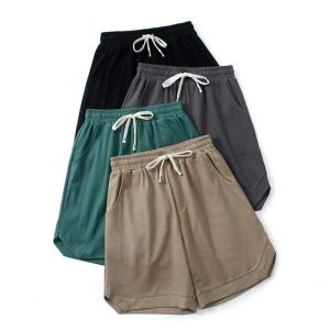 Custom Logo Embroidery High Quality Mens Cotton Shorts Fashion Vintage Blank Knitted Sports Shorts
