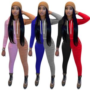 Hot Selling Womans Fitted Jogging Suits Women Solid Color Sequin Jogging Jogger Para Mujer