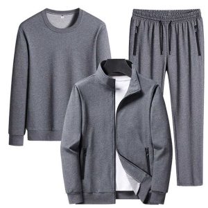 3 Piece Autumn Coat Sweatshirt Jogging Suits Unisex Set Jogging Suit Set