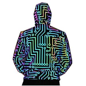 Custom Mens Reflective Print Track Sweat Suit With Reflective Line
