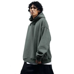 High Quality Custom Heavyweight Cotton Baggy Hoodie No String Oversized Blank Plain Hoodie