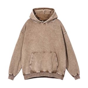 Wholesale 420gsm Cotton Heavyweight Hoodies Custom Blank Acid Wash Vintage Distress Oversized Hoodie