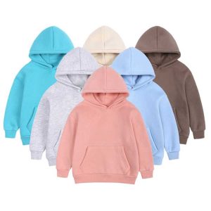 Wholesale Cotton Plain Hoodie Blank Pullover Sweatshirt Fleeced Children Boys Girls Kids Hoodies