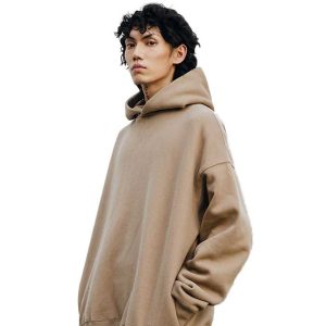 Wholesale Cotton Fleece Oversized Hoodies Pullover Custom Embroidery Blank Men Drop Shoulder Hoodies