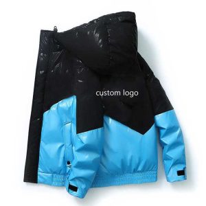 Custom Logo Plus Size Fashion Waterproof Printing Unisex Two Toned Color Blocked Coat Puffer Bomber Jacket