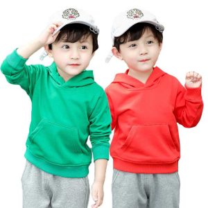 Custom Logo Children No Strings 80 Cotton 20 Polyester Blank Plain French Terry Kids Boys Hoodies