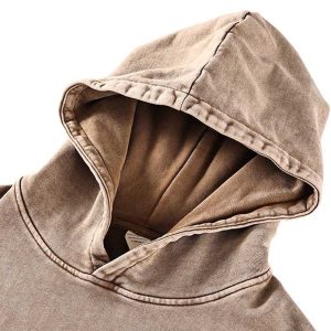 Custom Logo Streetwear Cotton French Terry Acid Wash Vintage Oversized Hoodies