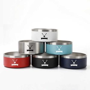 Powder Coated Dog Bowl Stainless Steel Insulated Dog Water Food Bowl Non-Slip Double Wall Pet Bowl for Pets