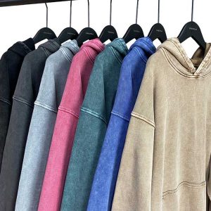 Wholesale French Terry Pullover Custom Mens Oversized Cotton Vintage Acid Wash Hoodie