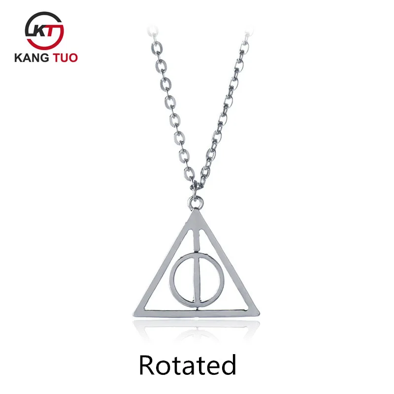 Hot Sale Movie Deathly Hallows Necklace Fashion Rotated Triangle Pendant Chain Jewelry For Women&Men