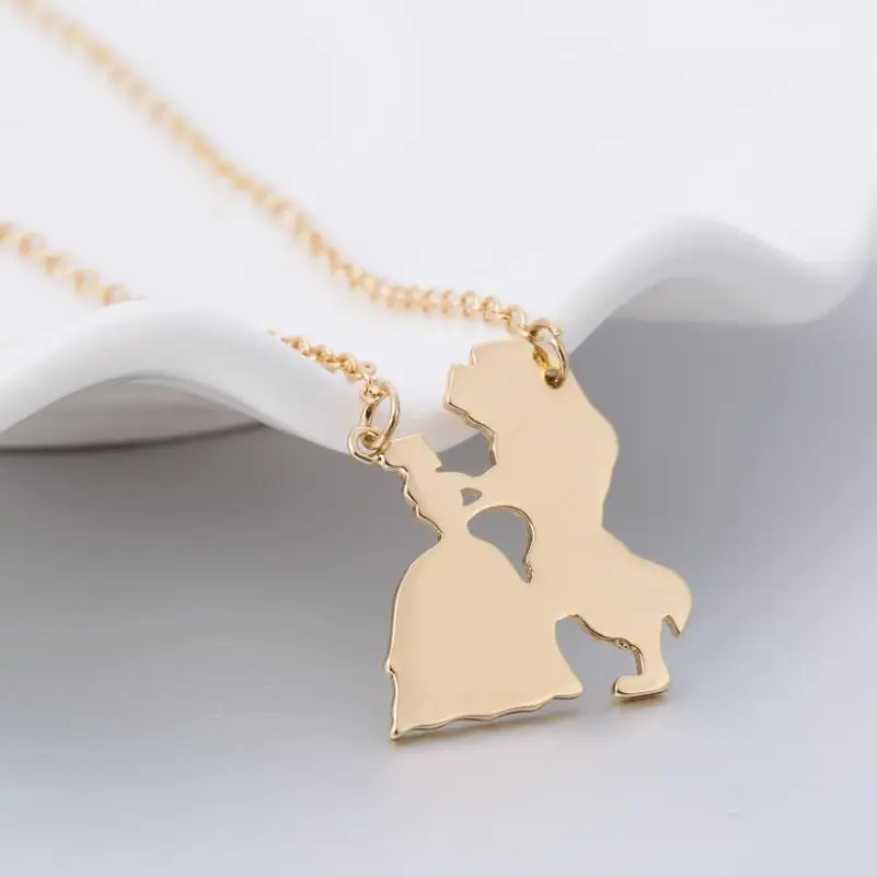 2020 New Movie Jewelry Beauty and the Beast Necklace for Women Prince Princess Pendant Necklaces Lover Accessories Gifts