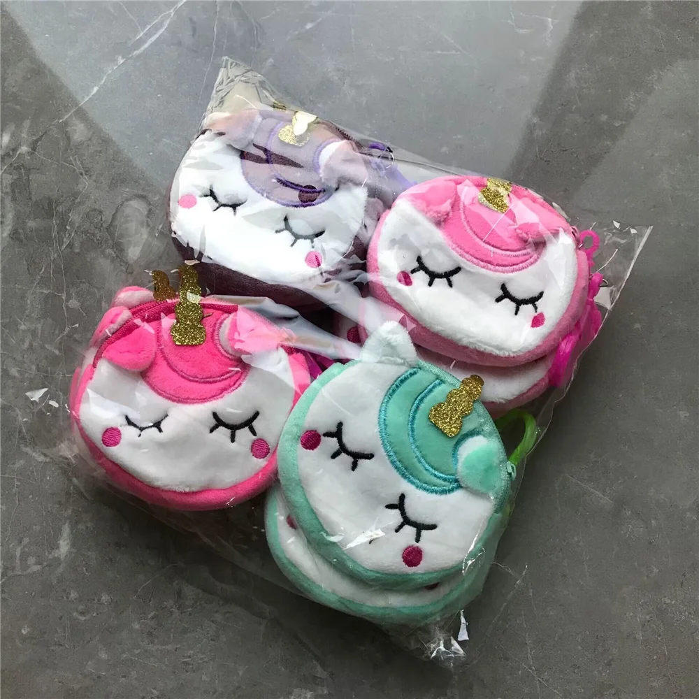 12PCS Mix 4Colors , 8CM Plush Coin BAG , Unicorn Coin Pouch