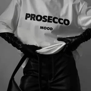 PROSECCO MOOD Women Summer T shirt Trend Luxury Style Printed Oversized T shirt 2024 Designer Clothing Female Vintage T shirts