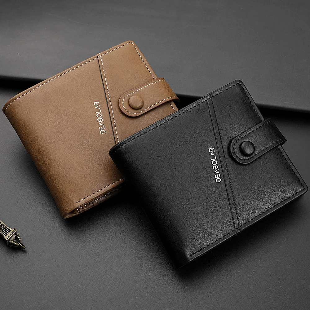 Men's New Casual Street Style Vintage Short Multi Layer PU Leather Anti-RFID Wallet, Card Holder