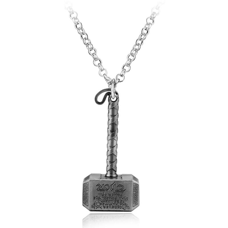 Marvel Thor's Hammer Necklace Avengers Alliance Weapon Pendant Retro Viking Odin Film Television Prop Jewelry