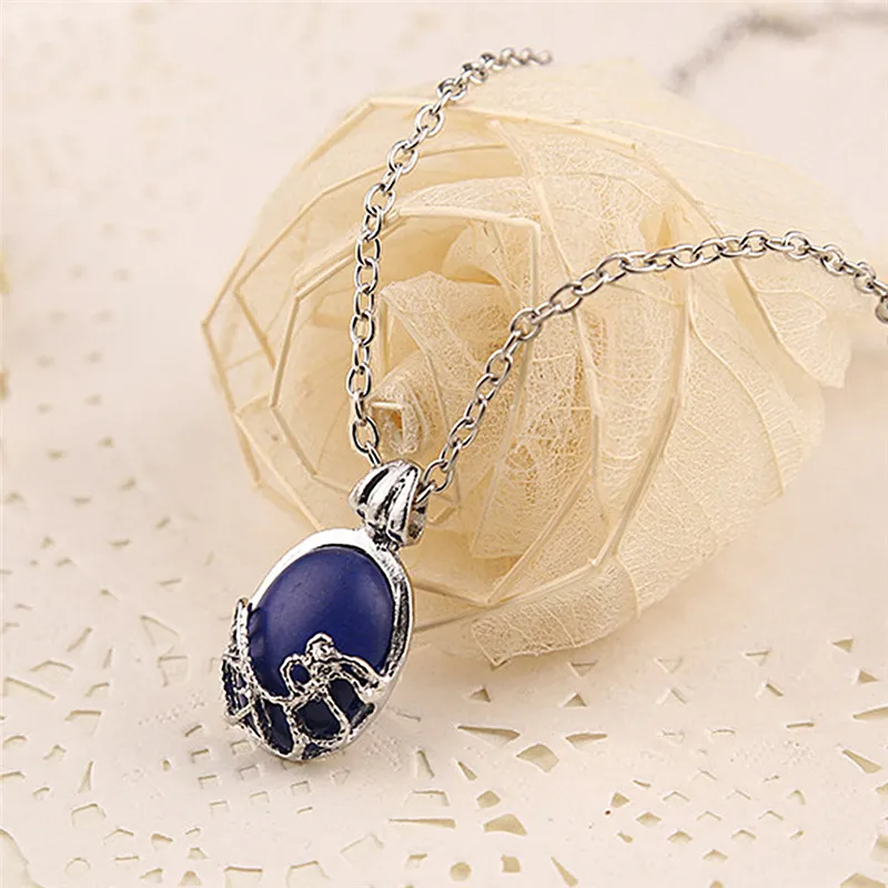 Film The Vampire Diaries Necklace Vintage Katherine Pendant Fashion Movie Jewelry Cosplay For Women Lapis Lazuli Pendant