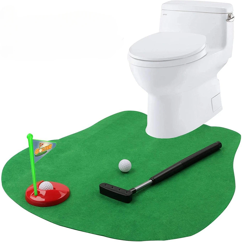 Mini Toilet Golf Toy Set Potty Putter Toilet Time Golf Game  Set Golf Training Accessory Gift for Birthday Party