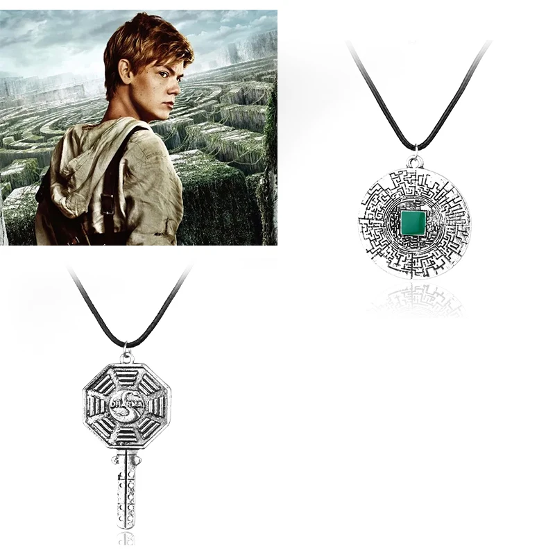 The Maze Runner Labyrinth Necklace Pendant Thomas Leather Alloy Necklace Fashion Movies Jewelry For Men Women