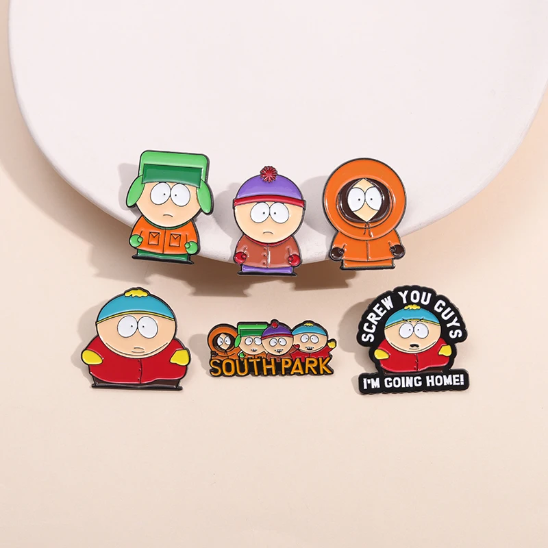 South Park Cartoon Characters Enamel Pins Cute Funny Decorative Lapel Badge Clothes Backpack Brooches Jewelry Gift for Friends