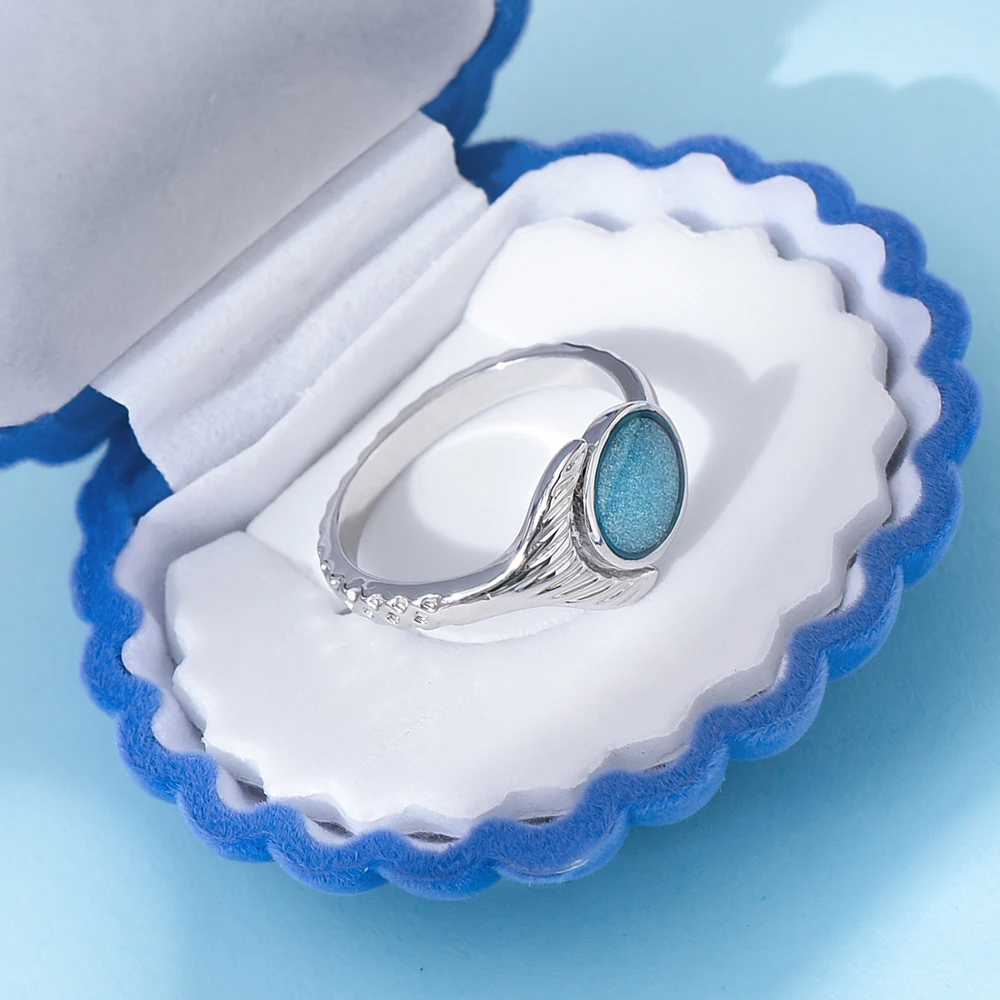 2024 Classic Movie Mako Mermaid Series Island of Secrets H2o Ring Fashion Shiny Smooth Enamel Ring Jewelry Gift for Girls Fans