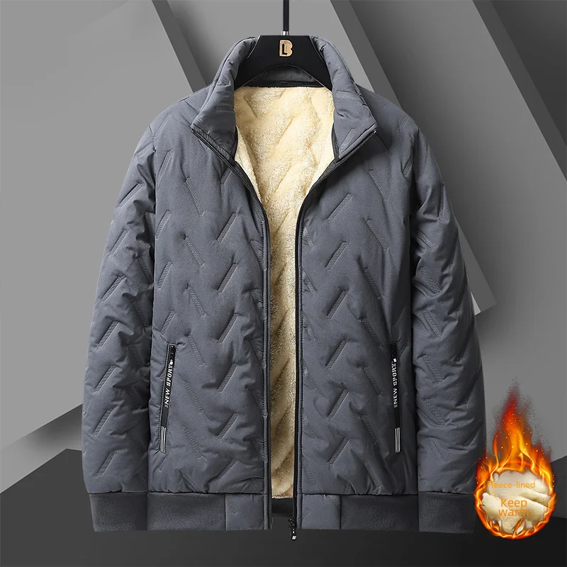 Winter Cotton Coat For Men Thickened Cropped Lambswool Cotton Coat Windproof Business Casual Warm Cotton-padded Jacket