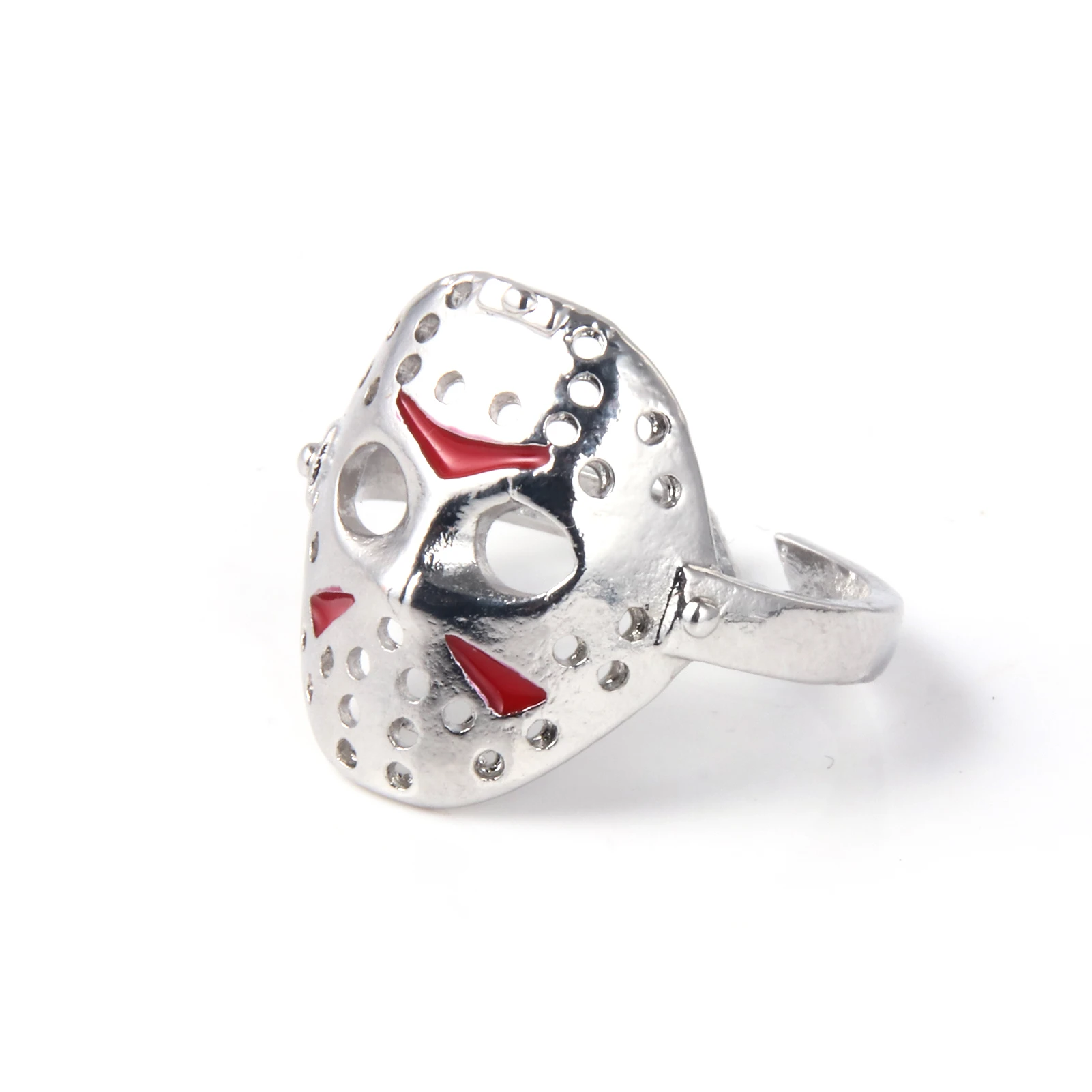 Horror Movie Skull Rings Jason Hockey Mask Metal Adjustable Ring For Children Halloween Jewelry Gift