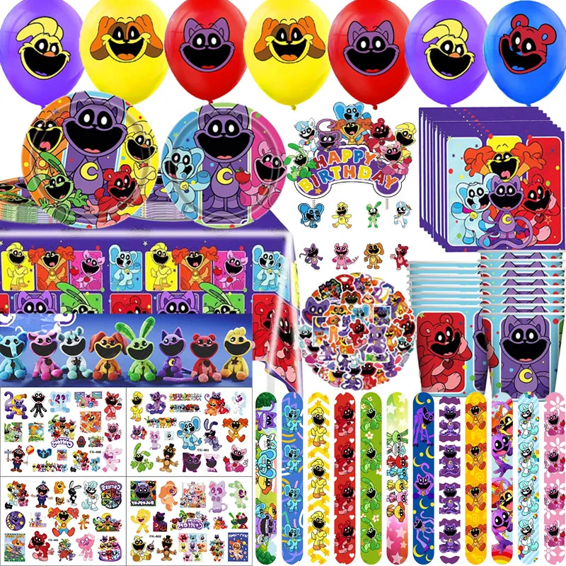 Smiling Critters Catnap Birthday Party Decoration Tableware Balloon Banner Cake Topper Tableware Kids Party Supplies Baby Shower