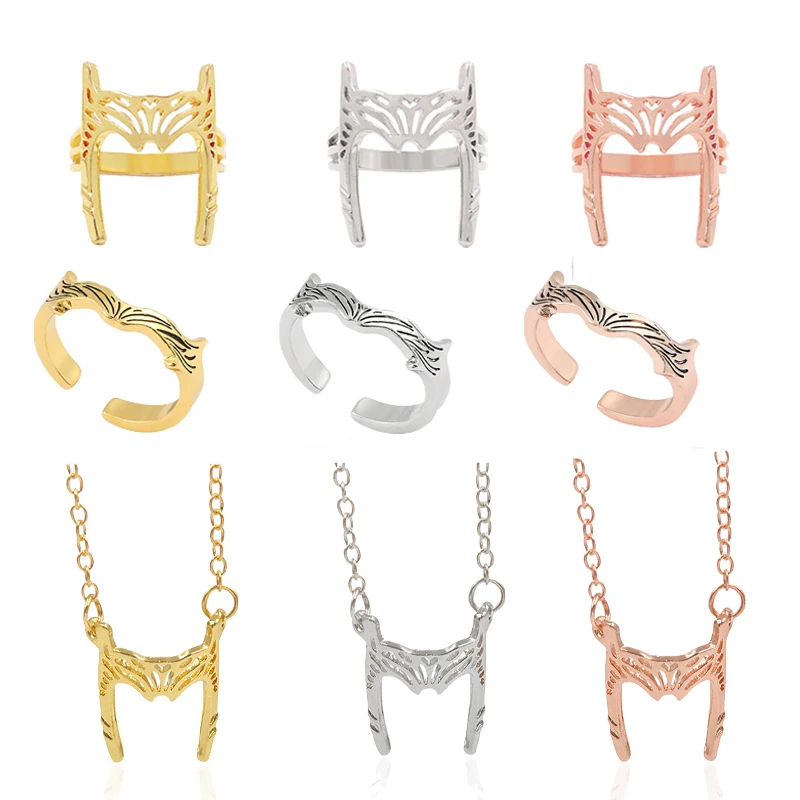 Scarlet Movie Witch Ring Anime Tv Series Wanda Peripheral Metal Opening Adjustable Ring NecklaceJewelry For Movie Fans Gift