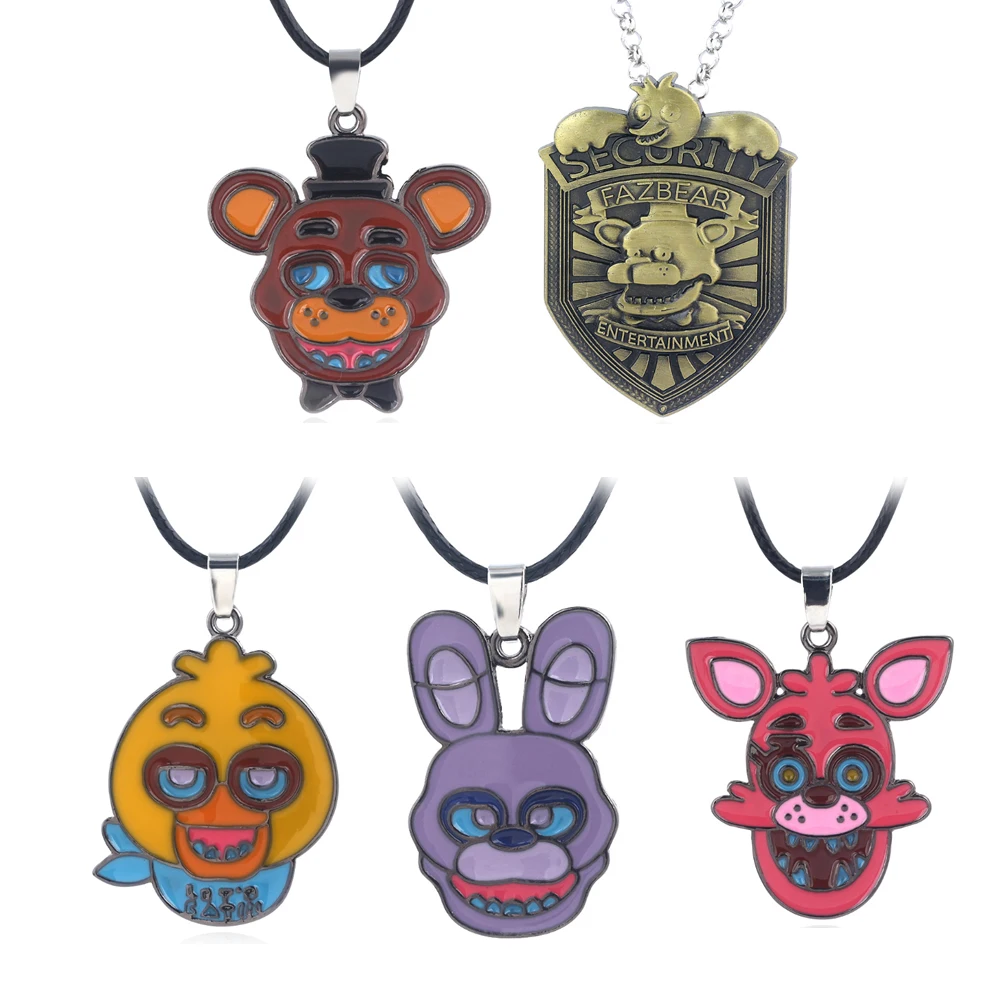 Movie FNAF Freddy Necklace Bonnie Foxy Chica Figure Pendant Necklace for Women Men Kids Jewelry Gift