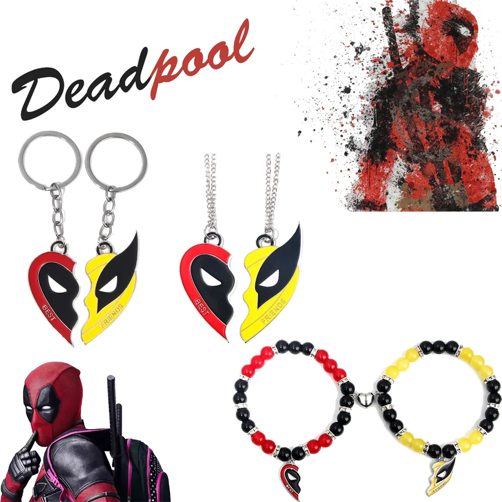 2Pices/Set Best Friends Clown Mask Necklace Keychain Bracelet Movie Death Warrior Half Love Heart Choker For Women Men Jewelry