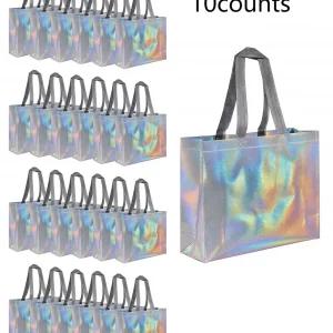 1/5/10pcs silver reusable gift tote grocery shopping bags apply to bridesmaids birthday party wedding, bachelor party supplies