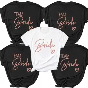 2023 Black Hen Party Bachelorette Party White Grey Girl Wedding Female Tops Tees Women Team Bride Bride Squad T-shirts