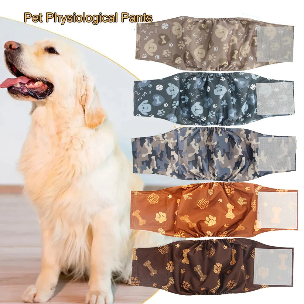 Washable Male Dog Belly Band Highly Absorbent Dog Diaper for Male Dogs Adjustable Cartoon Printing Dog Shorts Physiological Pant