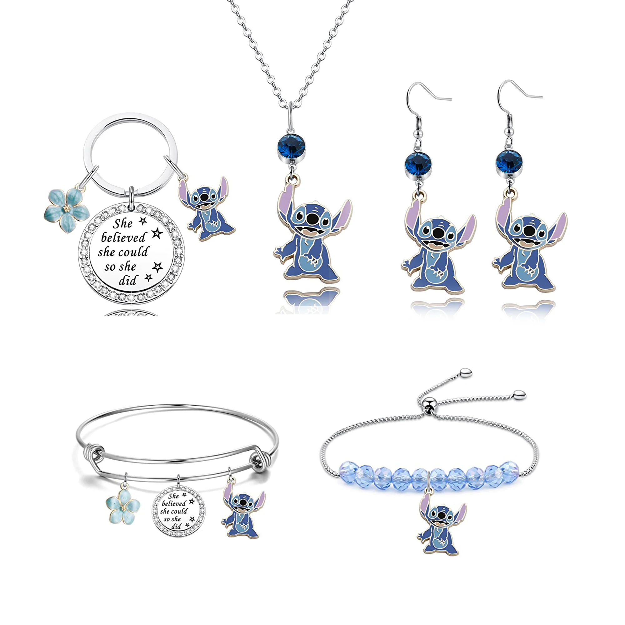 Disney Sci-fi Animated Film Lilo & Stitch Necklace Cute Cartoon Stitch Enamel Pendant Necklaces For Women Jewellery Gifts