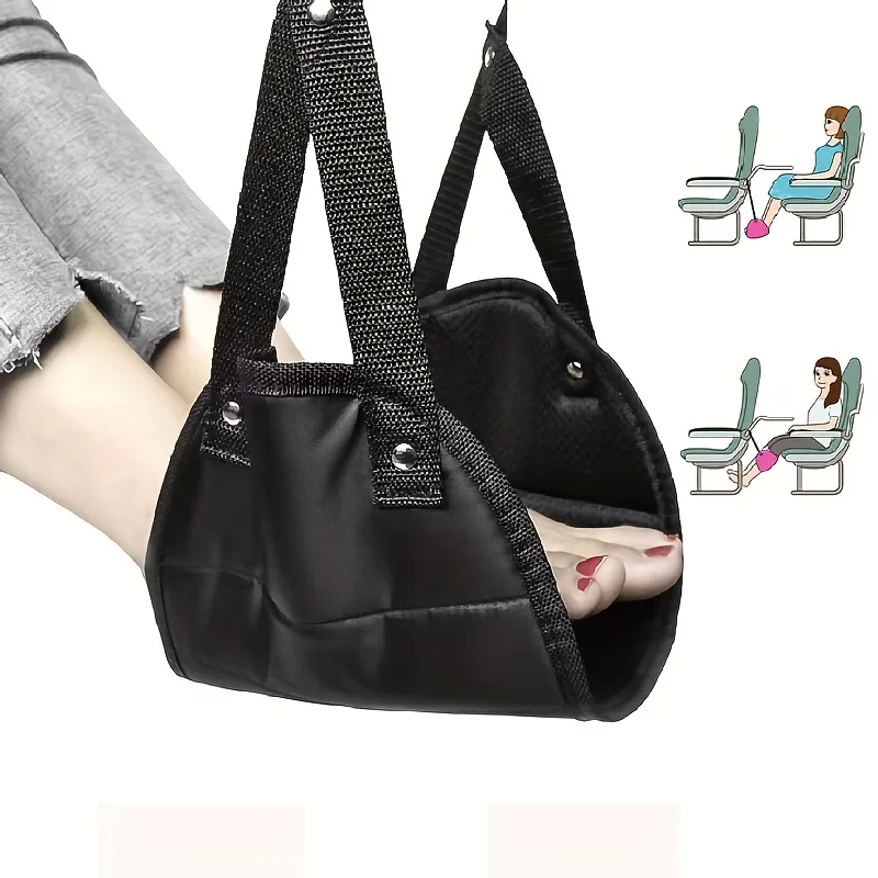 Airplane Footrest With Adjustable Strap, Portable Hammock Leg Rest, Perfect Travel Accessories
