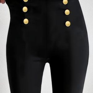 Stylish High-Rise Double Breasted Pants - Slim-Fit, Comfortable, Versatile, and Flattering for All Body Types - Women's Essential Clothing for Everyday Wear, Work, and Special Occasions