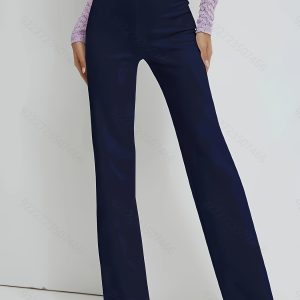 Chic Womens High Waist Solid Straight Leg Pants - Comfortable Work to Weekend Wear - Figure-Sculpting, Timeless hues, Everyday Essential