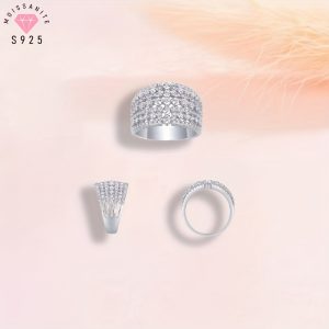 925 Silver Sparkling Moissanite Ring Jewelry Accessories Women's Fashion Rings Delicate Original Design Charming Wedding Party Perfect For Everyday Occasions, Mardi Gras Days And Any Season Halloween Gift Christmas Gift