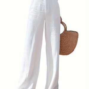 Chic Solid Color High Waist Loose Pants - Straight Leg, Casual & Comfortable - Perfect for Spring & Summer Styling - Womens Daily and Vacation Wear