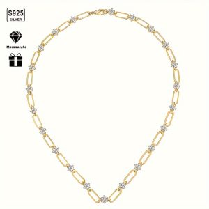 S925 Sterling Silver 11 Caratu002F13 Caratu002F15 Carat Moissanite Necklace Small Fragrance High Feeling Necklace Elegant Luxury Jewelry Suitable For Engagement, Dinner Party, Wedding Sparkling Romantic Gift Eternal Charm Gift For Her Christmas Gift